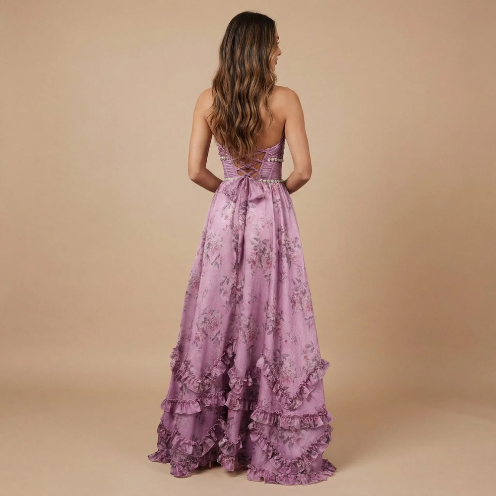 Women's Wedding Guest Floral Halter Maxi Dress With Slit - product image 7