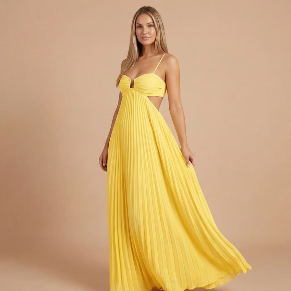Women's Wedding Guest Pleated Halter Maxi Dress - product image 2