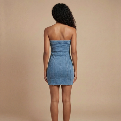 Women's Strapless Bodycon Mini Denim Dress - product image 5