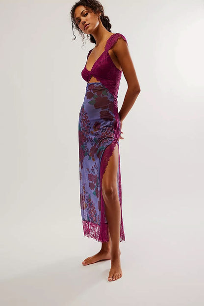 Women's Wedding Guest Floral V Neck Maxi Slip Dress - product image 4