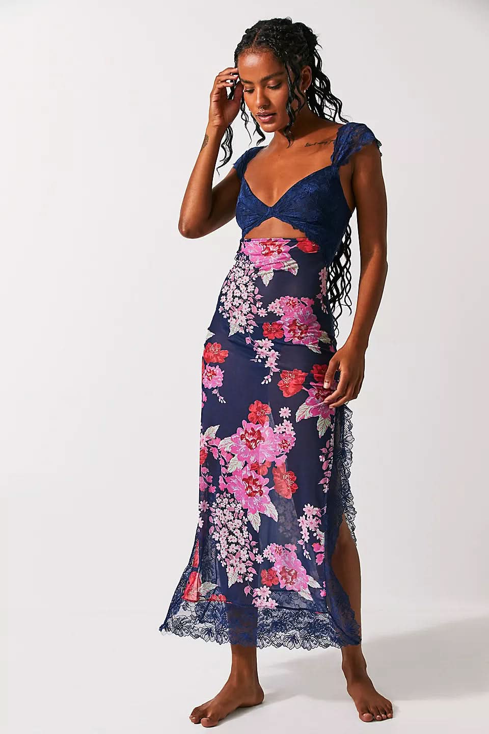 Women's Wedding Guest Floral V Neck Maxi Slip Dress - product image 5