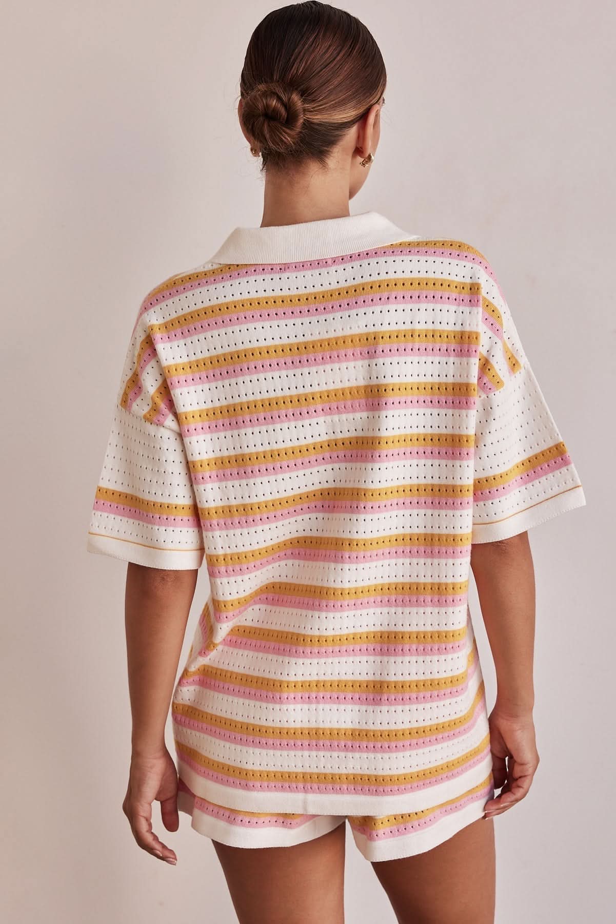 Women's Summer Striped Short Sleeve Knit Shorts Set - product image 3