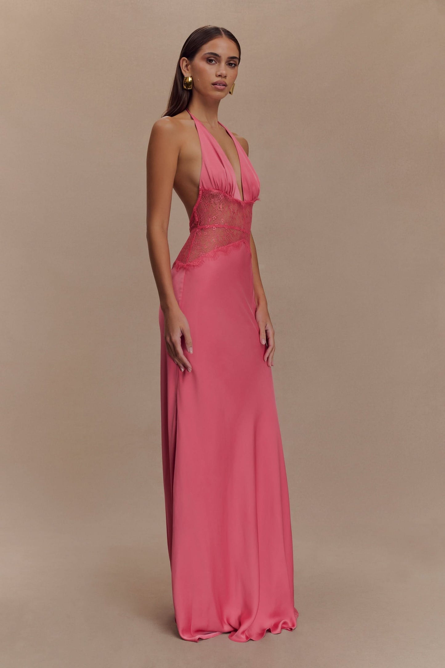Women's Wedding Guest Lace Halter Maxi Dress - product image 7