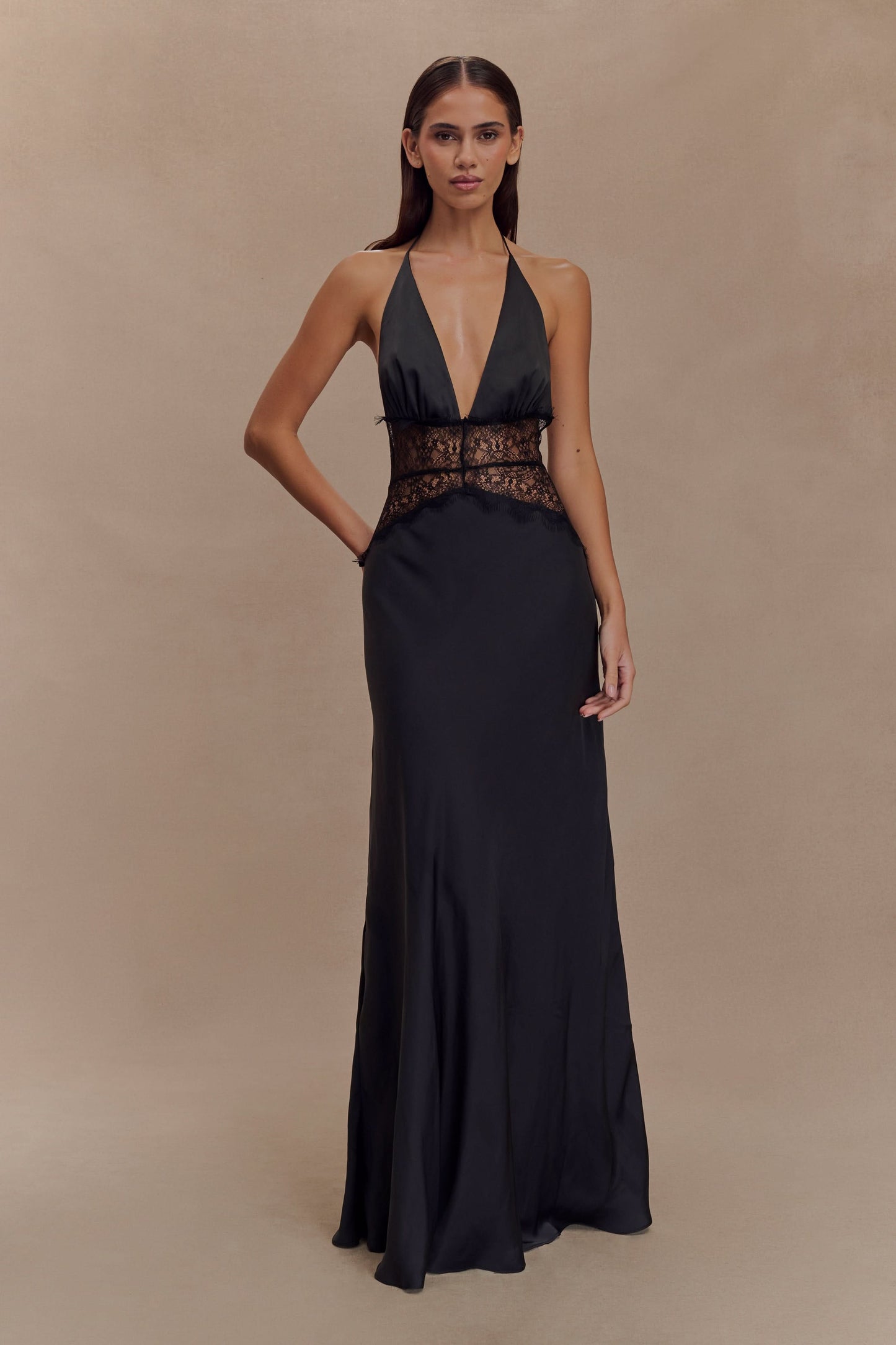 Women's Wedding Guest Lace Halter Maxi Dress - product image 1