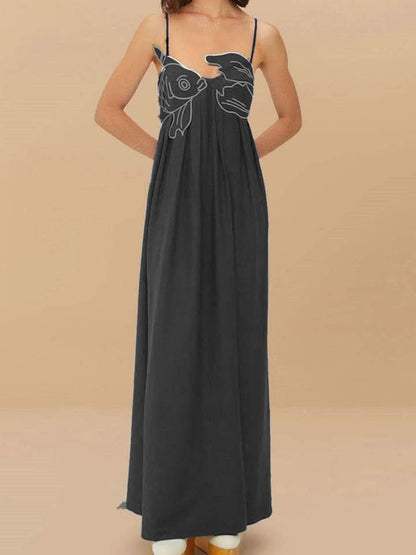 Women's Summer Fish Print Spaghetti Strap Maxi Dress - product image 3