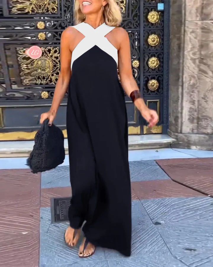 Women's Summer Cross Halter Sleeveless Maxi Dress