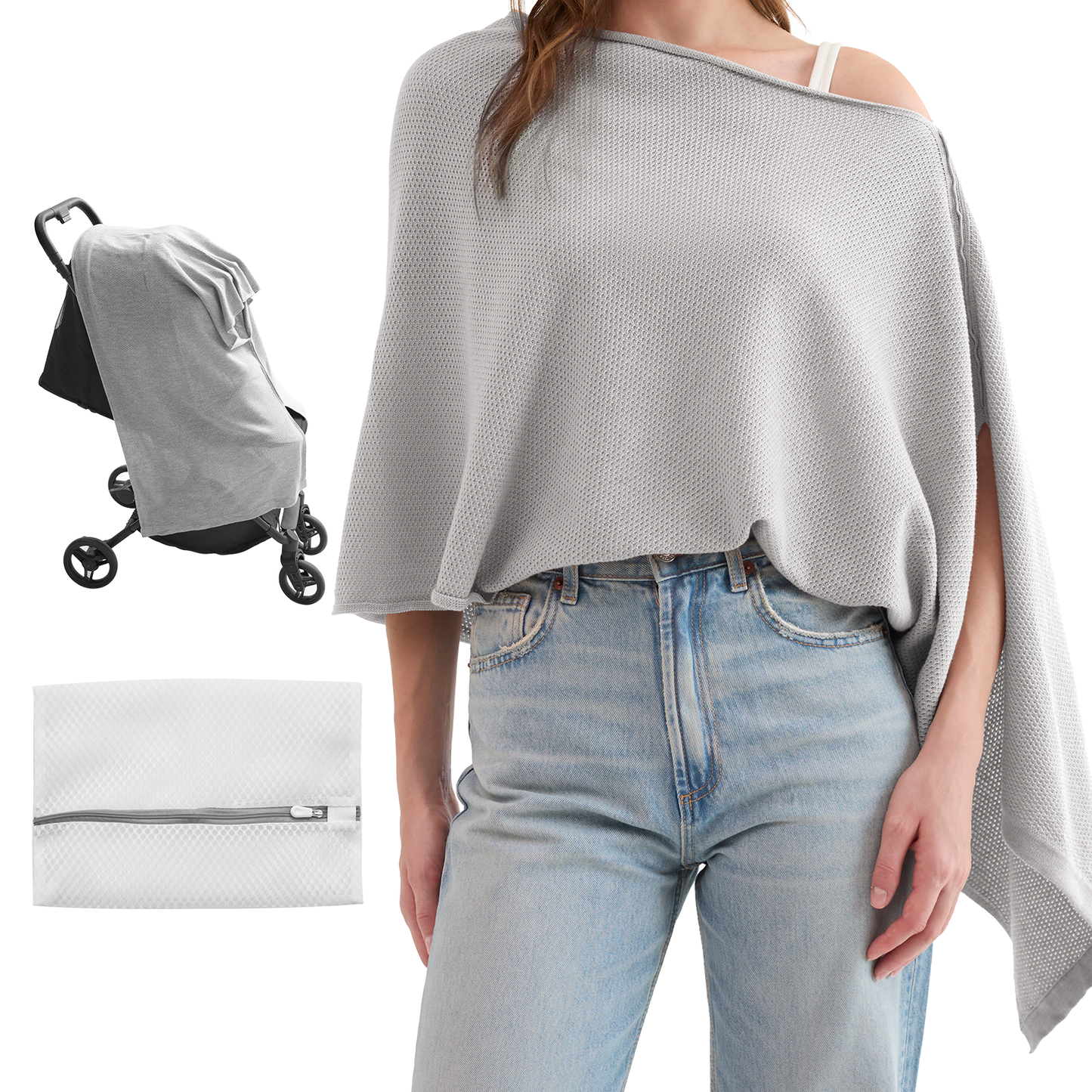 Women's Lightweight Knit Nursing Cover Poncho with Window - product image 9