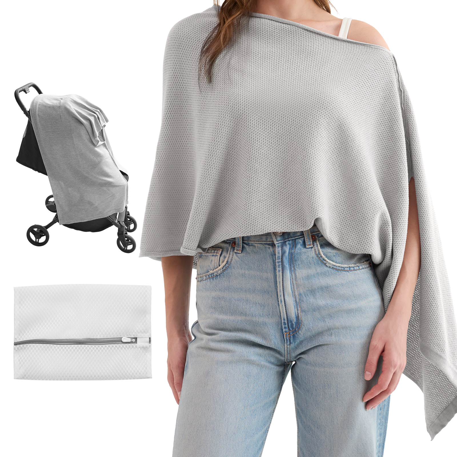 Women's Lightweight Knit Nursing Cover Poncho with Window - product image 9