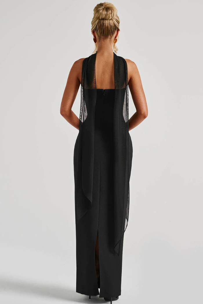 Women's Cocktail Strapless Maxi Bodycon Dress With Scarf