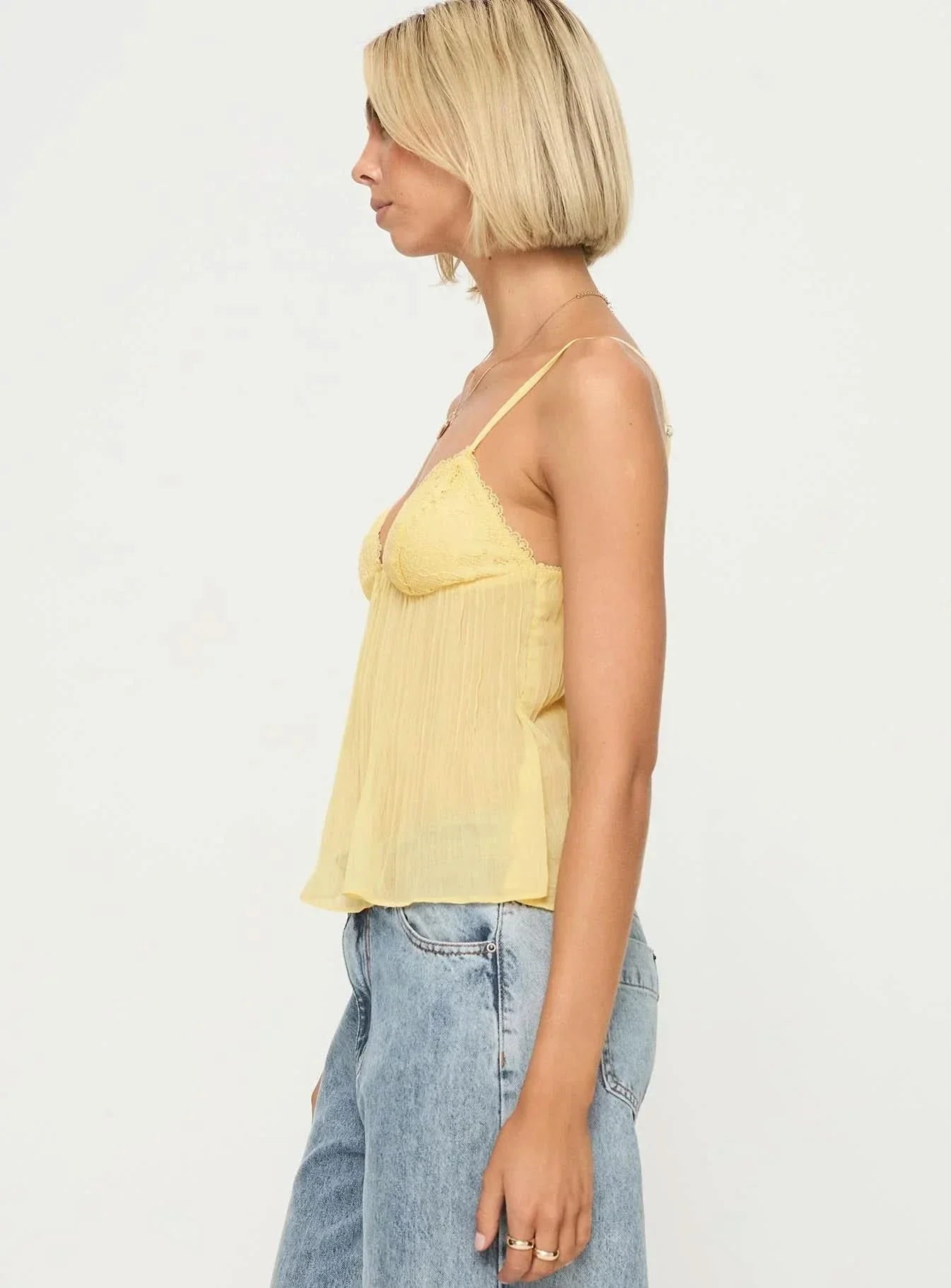 Women's Lace V Neck Pleated Cami Tank Top - product image 4