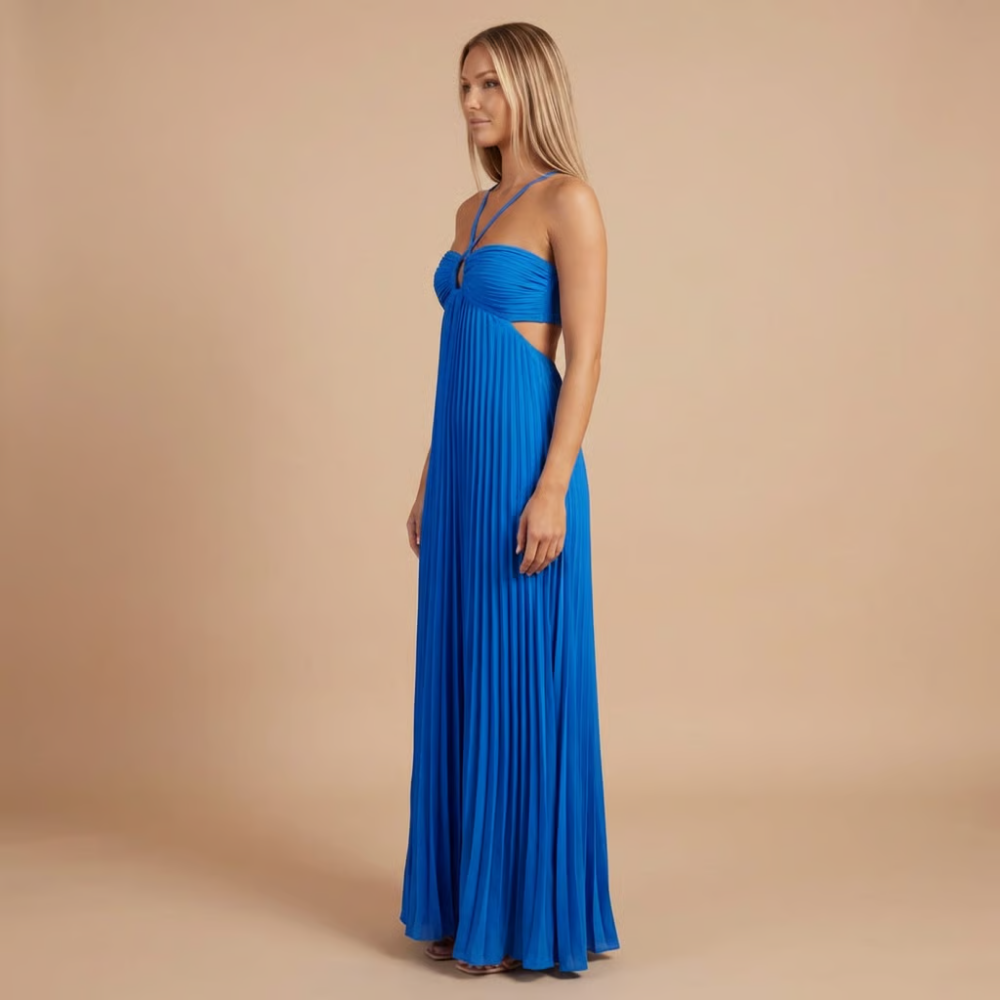 Women's Wedding Guest Pleated Halter Maxi Dress - product image 14