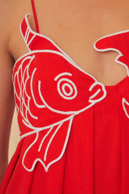 Women's Summer Fish Print Spaghetti Strap Maxi Dress - product image 7