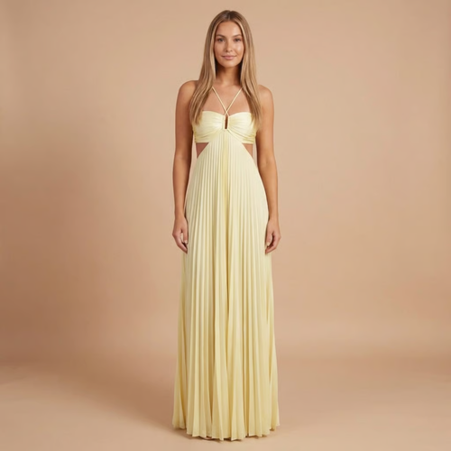 Women's Wedding Guest Pleated Halter Maxi Dress Nerisa Studio Women's Wedding Guest Pleated Halter Maxi Dress Nerisa Studio