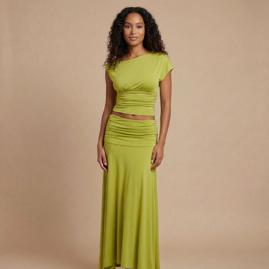 Women's Wedding Guest Ruched Maxi Dress Set One Shoulder - product image 1