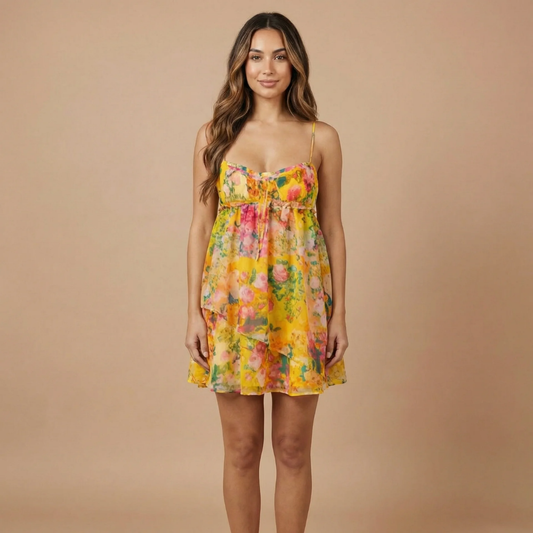 Women's Summer Floral Spaghetti Strap Mini Dress - product image 1