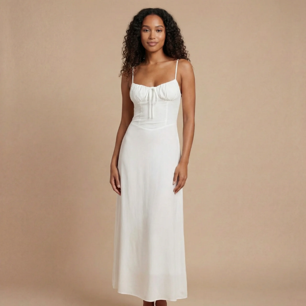 Women's Summer Tie Front Sweetheart Maxi Dress - product image 2