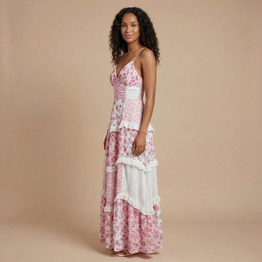 Women's Wedding Guest Floral V Neck Maxi Dress - product image 1