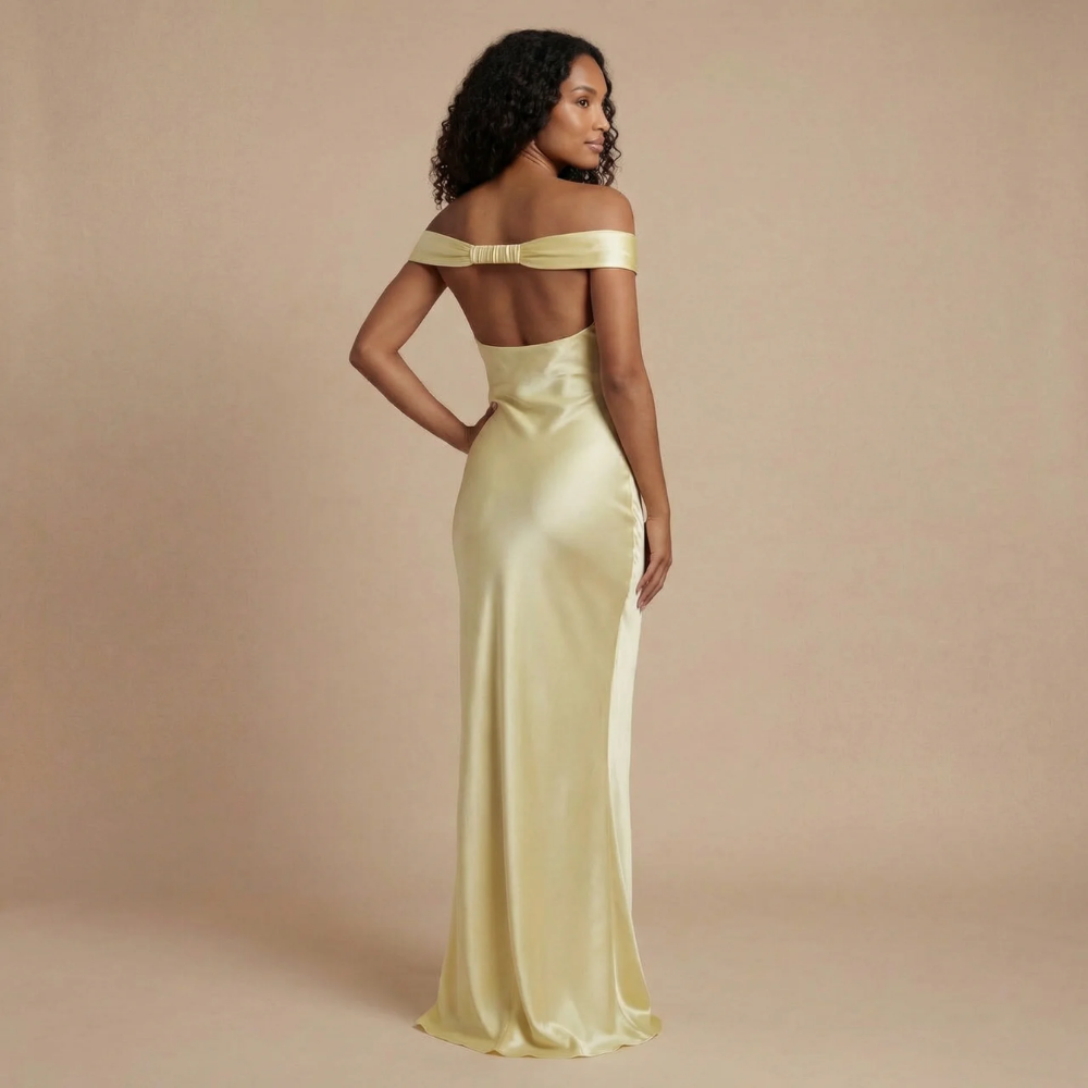 Women's Prom Off Shoulder Satin Maxi Dress - product image 5