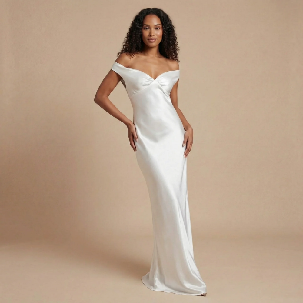 Women's Prom Off Shoulder Satin Maxi Dress - product image 2
