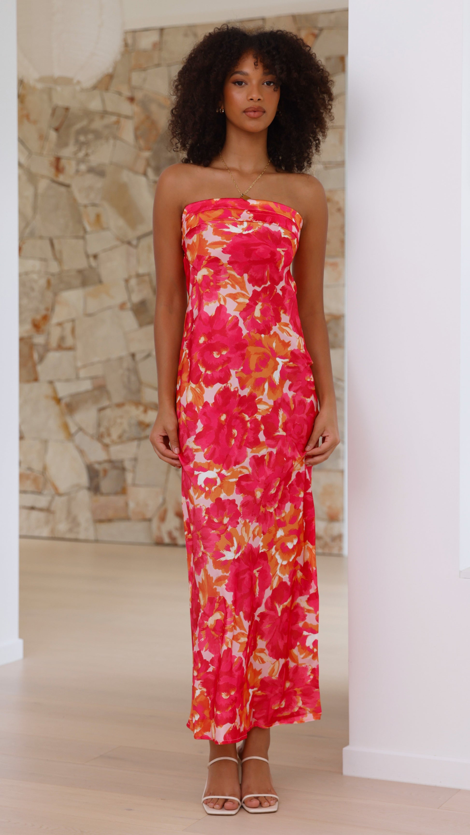 Miya Maxi Dress - Pink/Red Floral - Billy J