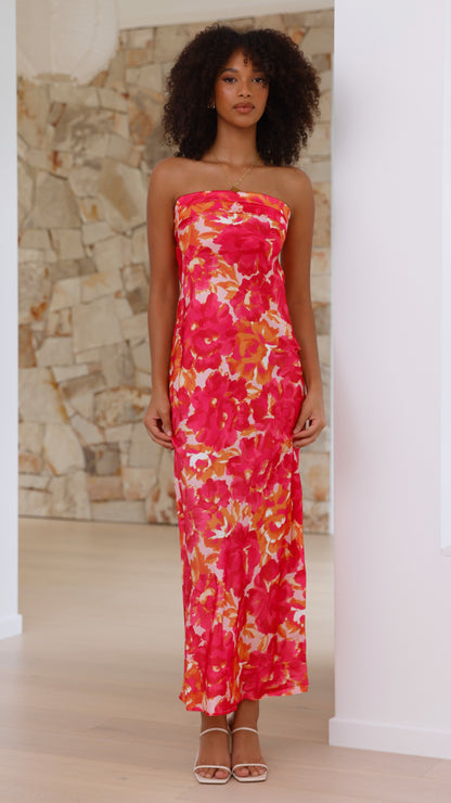 Miya Maxi Dress - Pink/Red Floral - Billy J
