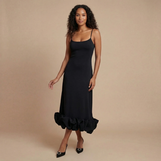 Women's Cocktail Square Neck Ruffle Hem Midi Dress - product image 1