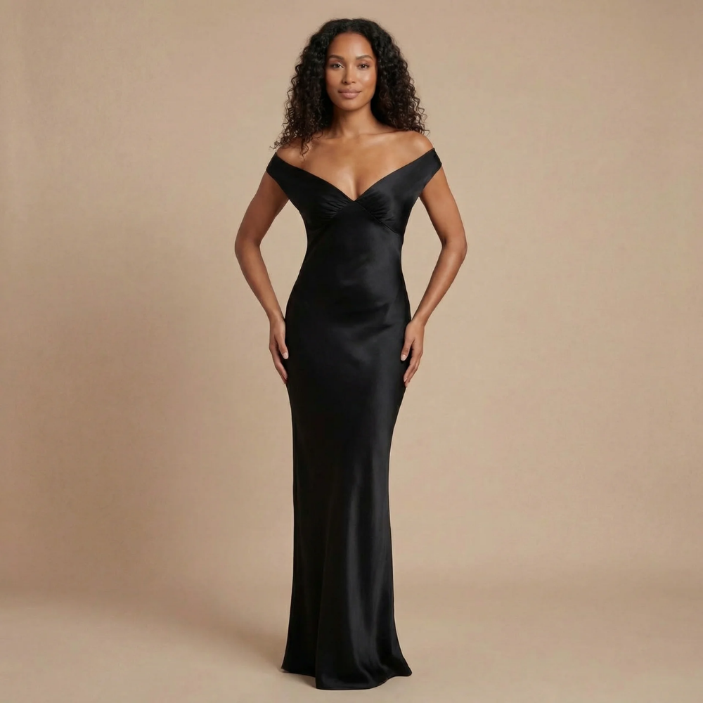 Women's Prom Off Shoulder Satin Maxi Dress - product image 3