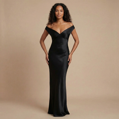 Women's Prom Off Shoulder Satin Maxi Dress - product image 3