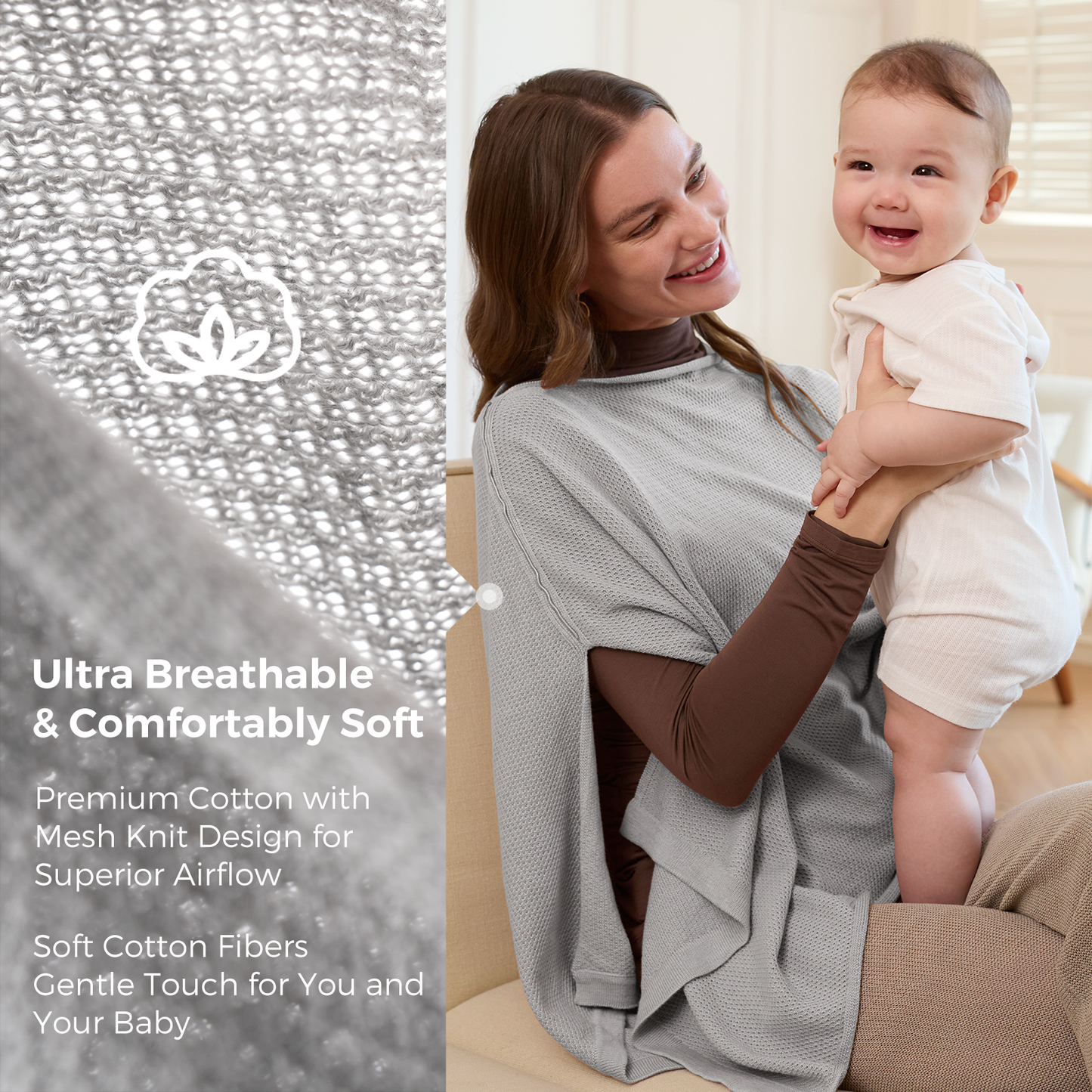 Women's Lightweight Knit Nursing Cover Poncho with Window - product image 14