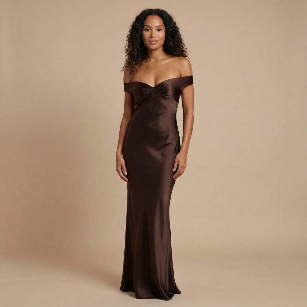 Women's Prom Off Shoulder Satin Maxi Dress - product image 4