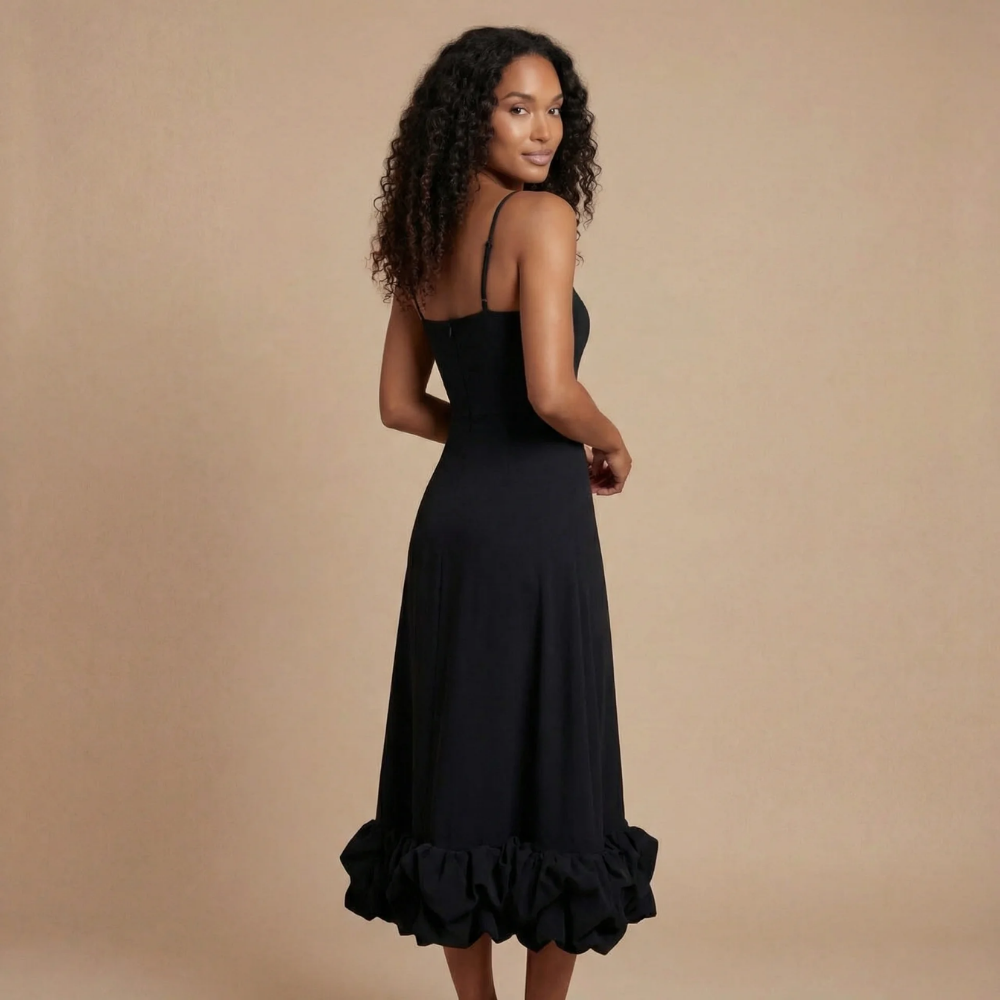 Women's Cocktail Square Neck Ruffle Hem Midi Dress - product image 6