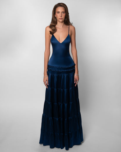 Women's Wedding Guest V Neck Cutout Maxi Dress