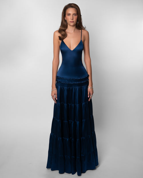 Women's Wedding Guest V Neck Cutout Maxi Dress