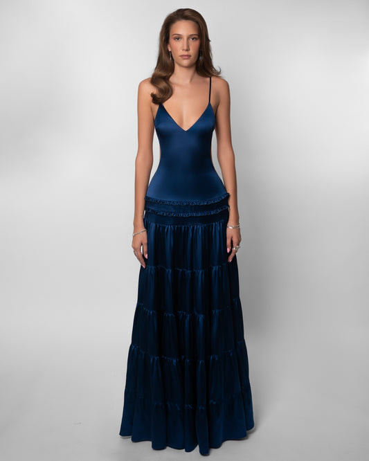 Women's Wedding Guest V Neck Cutout Maxi Dress