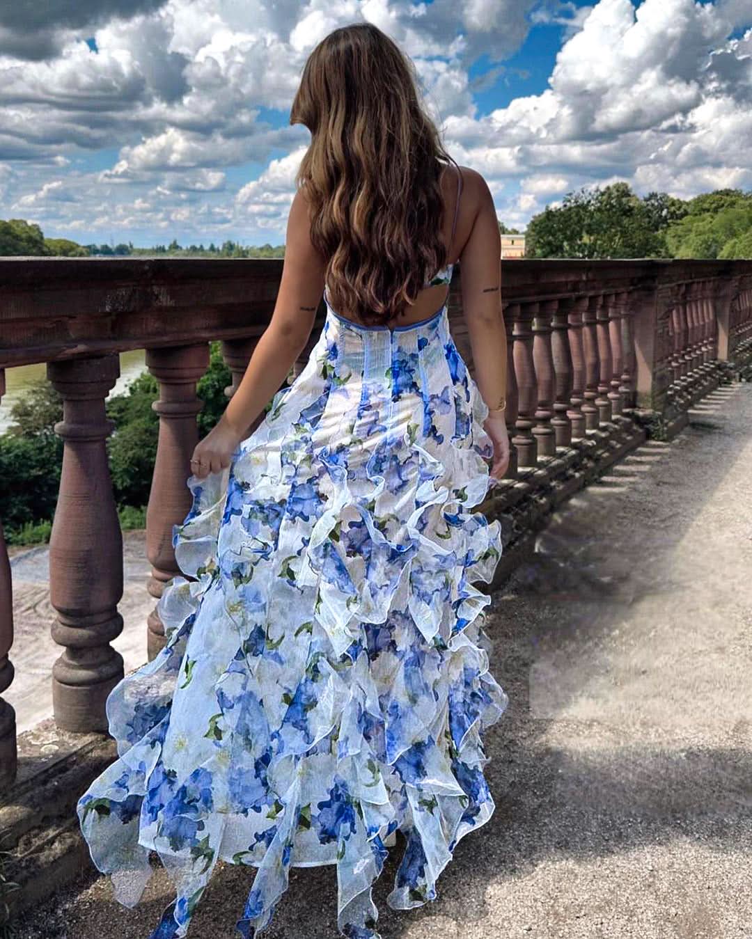 Women's Wedding Guest Floral Sweetheart Maxi Ruffle Dress - product image 3