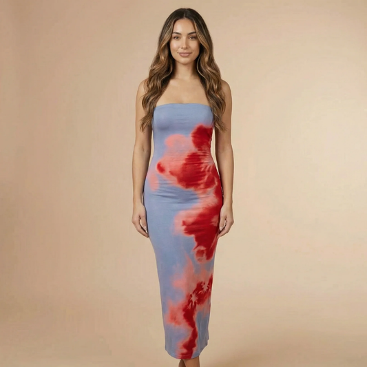 Women's Cocktail Strapless Abstract Print Midi Dress - product image 1