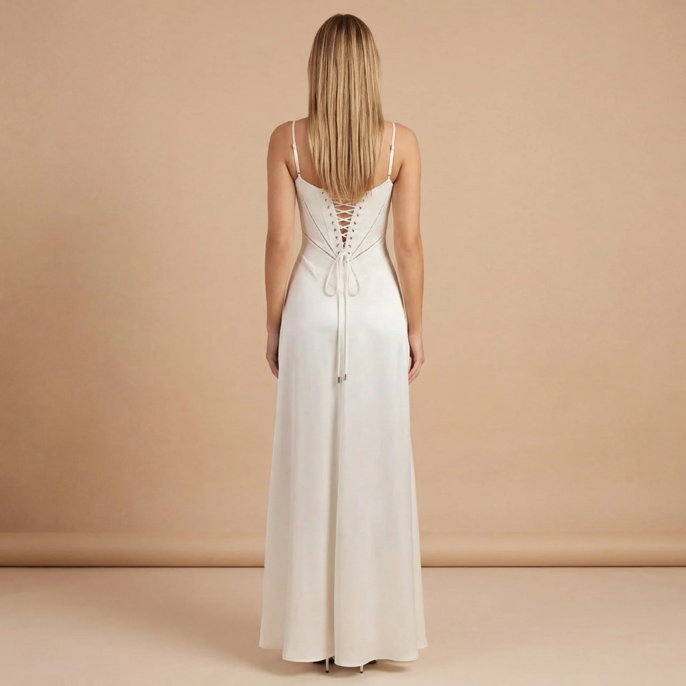 Women's Wedding Guest Satin Square Neck Maxi Dress - product image 8