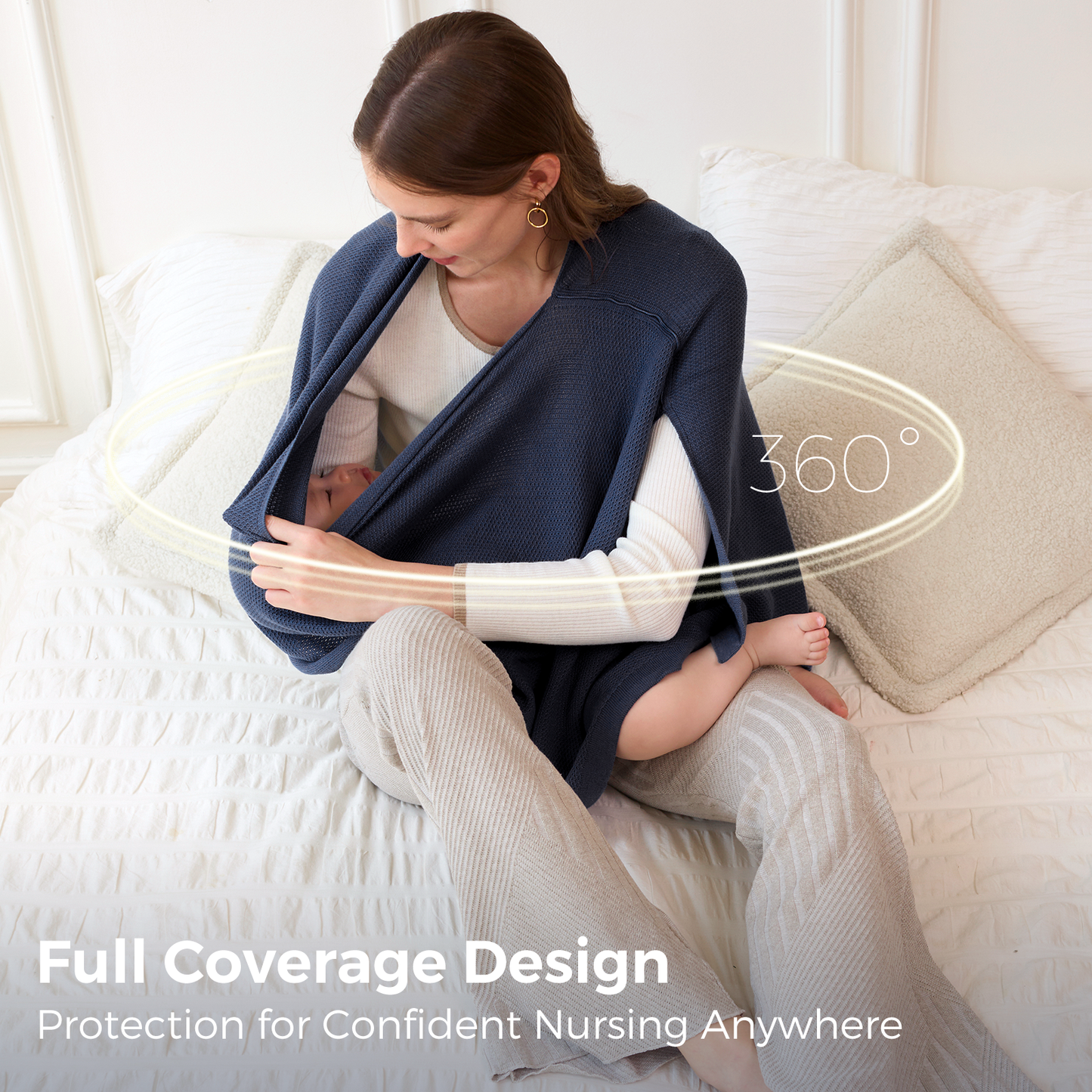 Women's Lightweight Knit Nursing Cover Poncho with Window - product image 24