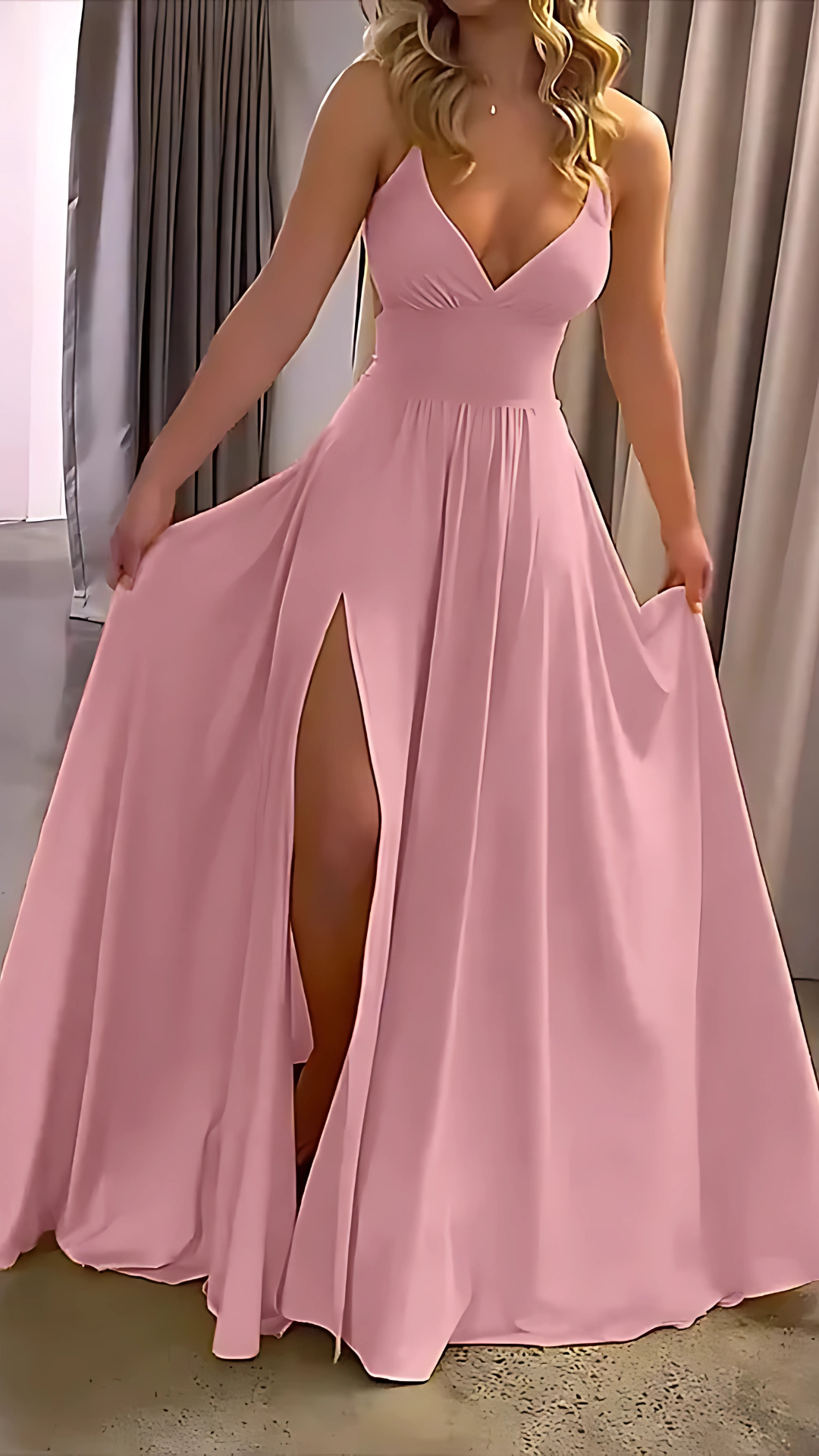 Women's Wedding Guest V Neck Sleeveless Slit Maxi Dress - product image 2