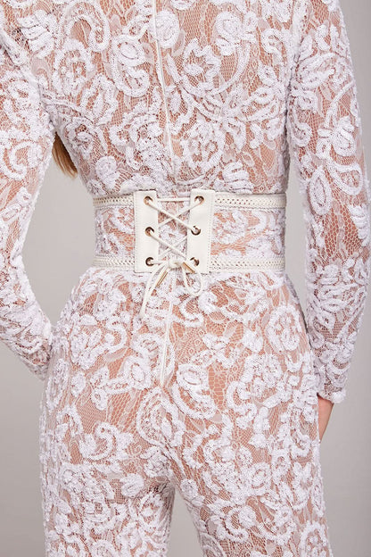 Women's Cocktail Sequin Lace Long Sleeve Wide Leg Jumpsuit - product image 8
