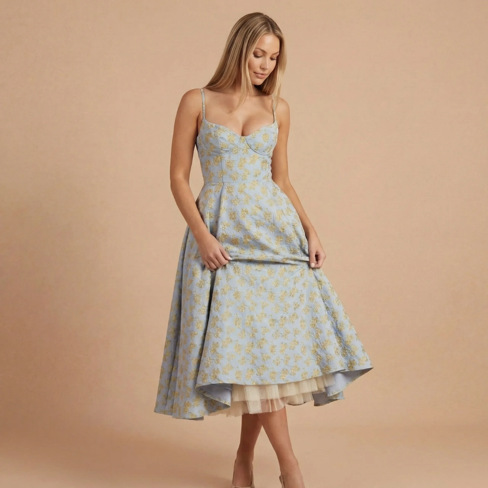 Women's Cocktail Sweetheart Neck Fit and Flare Midi Dress - product image 10
