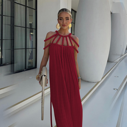 Women's Resort Maxi Cage Neck Column Dress with Belt - product image 3