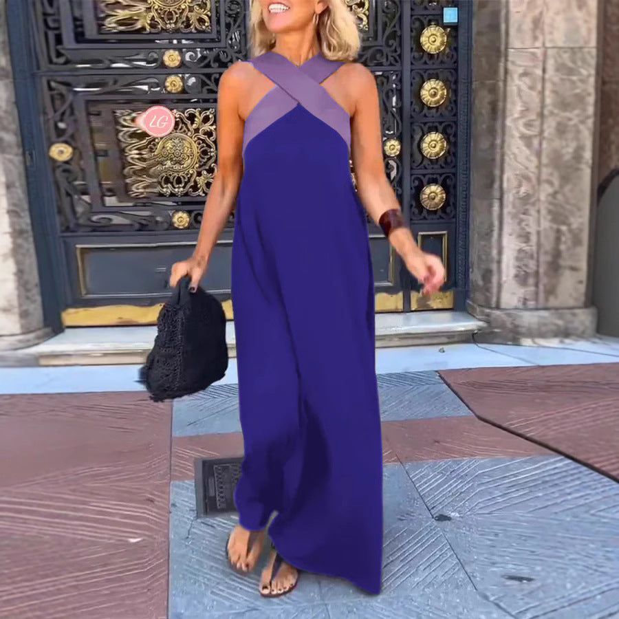 Women's Summer Cross Halter Sleeveless Maxi Dress