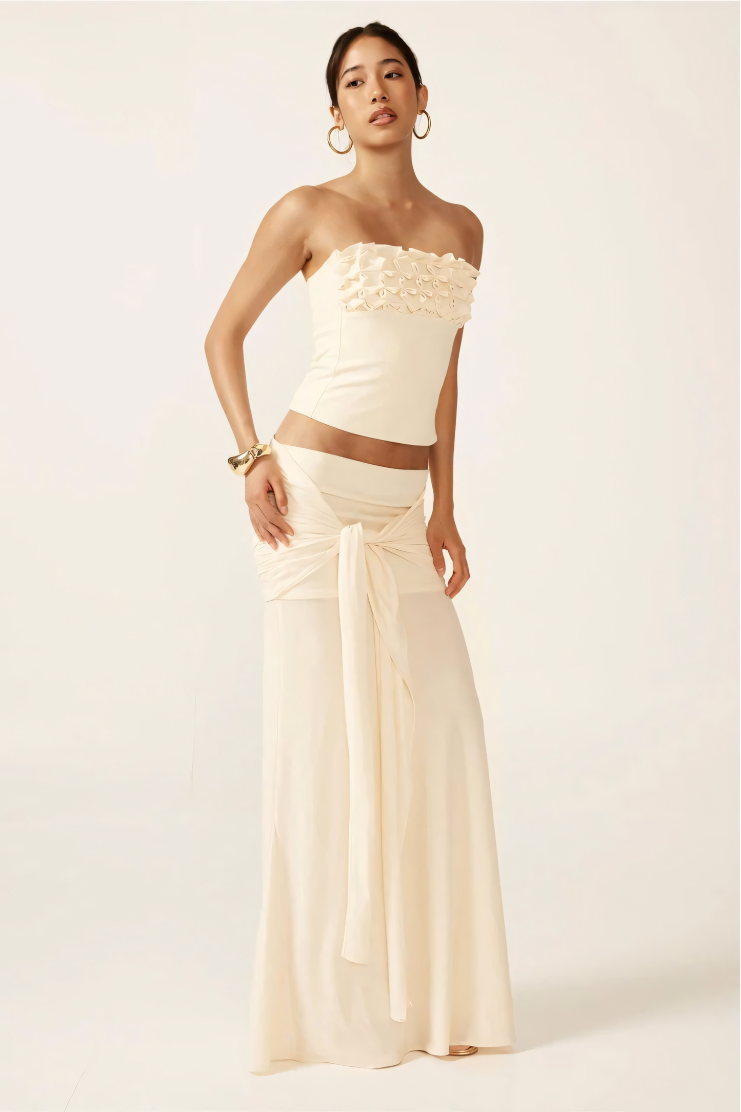 Women's Wedding Guest Strapless Maxi Skirt Set