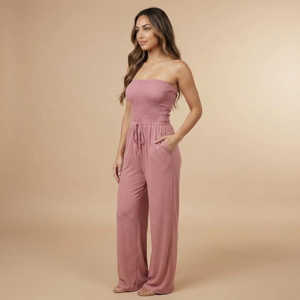 Women's Strapless Wide Leg Jumpsuit With Pockets - product image 2