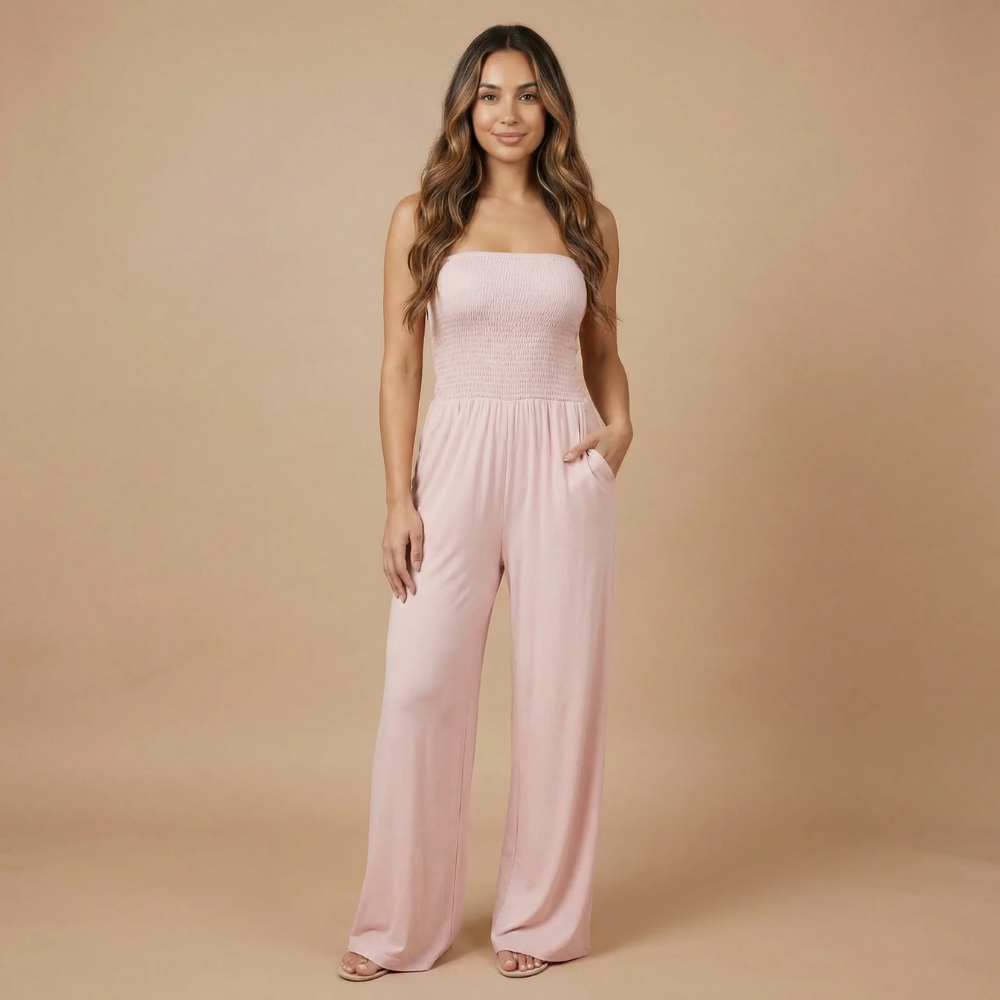 Women's Strapless Wide Leg Jumpsuit With Pockets - product image 3