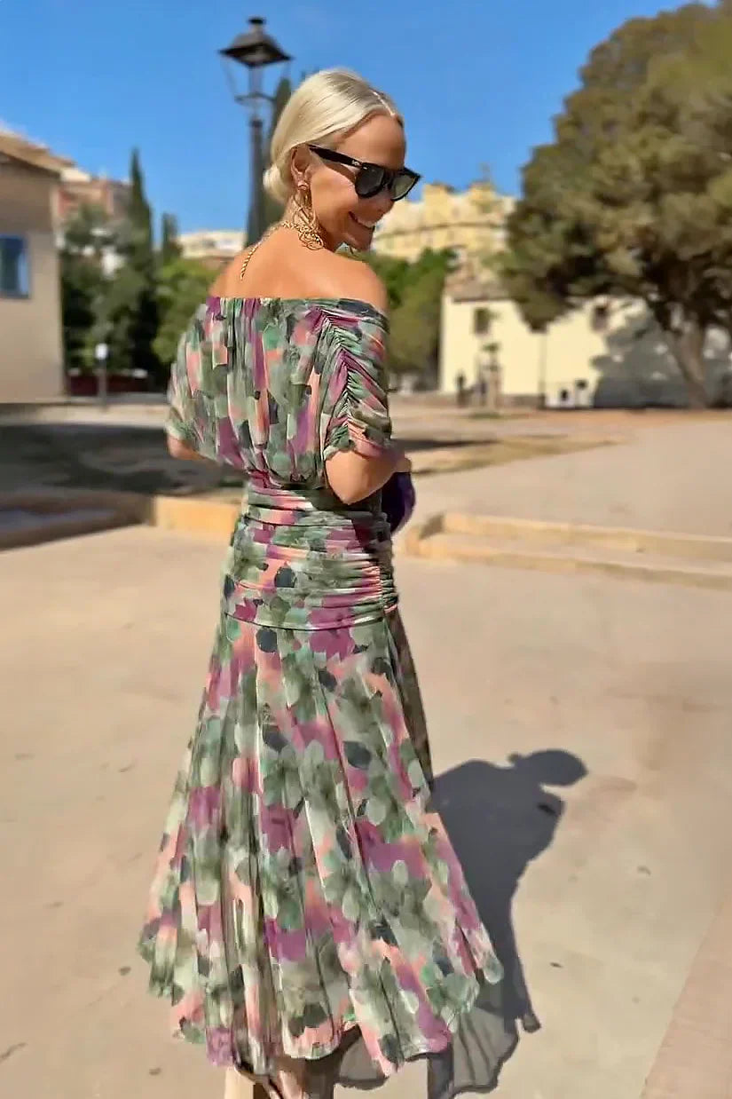 Women's Cocktail Off Shoulder Floral Maxi Dress