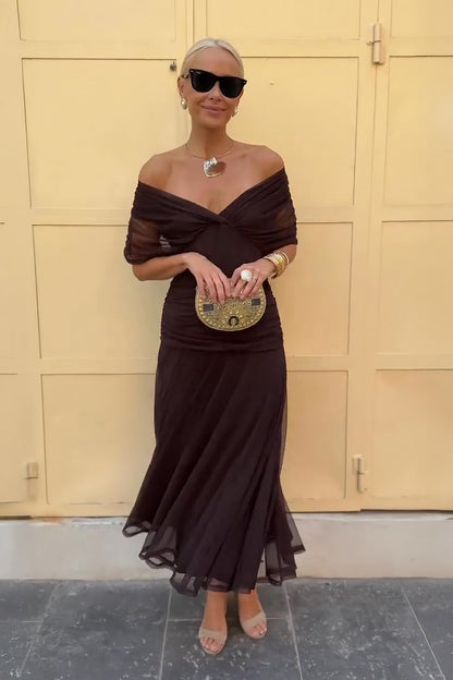 Women's Cocktail Off Shoulder Floral Maxi Dress