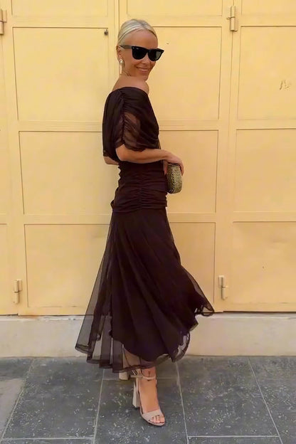 Women's Cocktail Off Shoulder Floral Maxi Dress