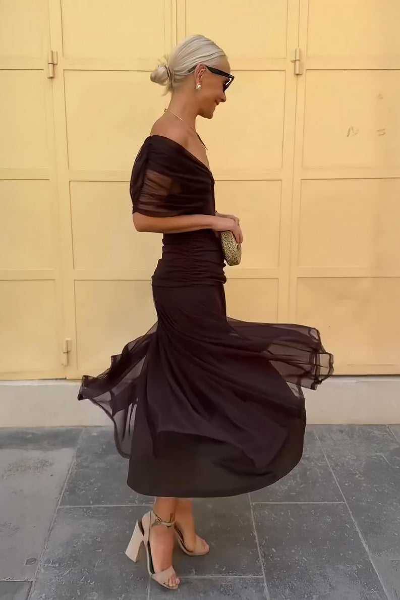 Women's Cocktail Off Shoulder Floral Maxi Dress